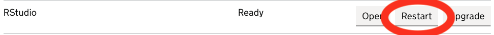 RStudio's "Restart" button in Control Panel