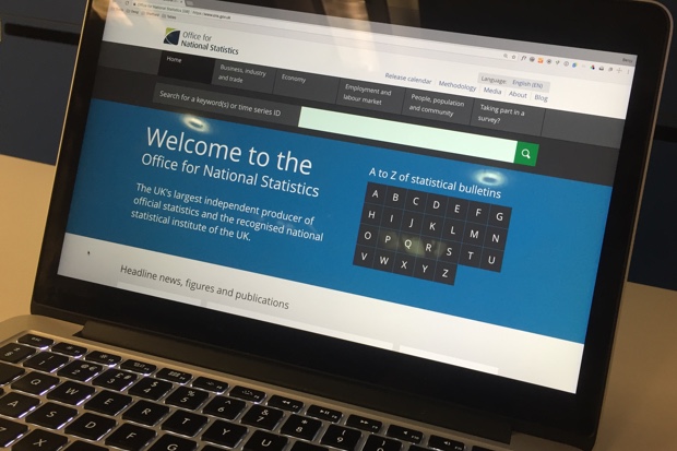 The ONS website on a laptop screen