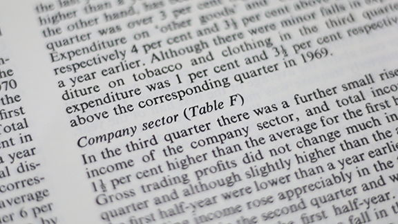 Italicised text in Economic Trends