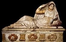 Painted sarcophagus of Seianti Hanunia Tlesnasa, Etruscan, 150-140 BC.