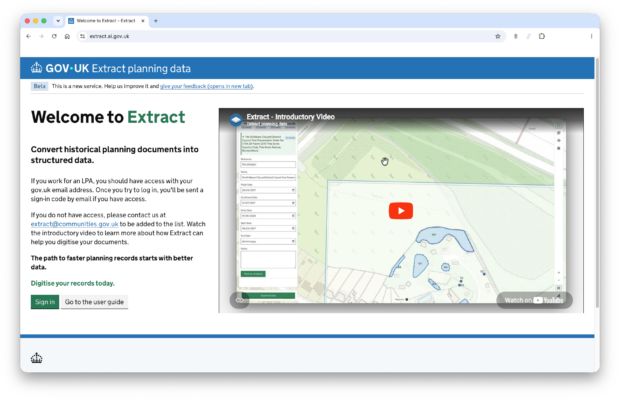 A screenshot of Extract's main home screen interface showing the dashboard layout including a demo video and the navigation menu