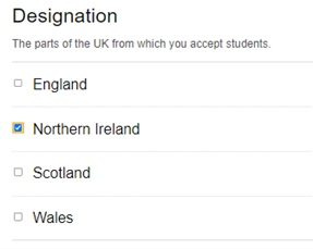 You must select Northern Ireland as your designation if applying