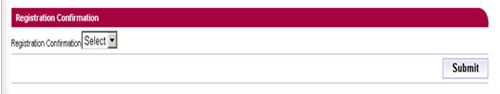 A screenshot of the registration confirmation dropdown in SIS