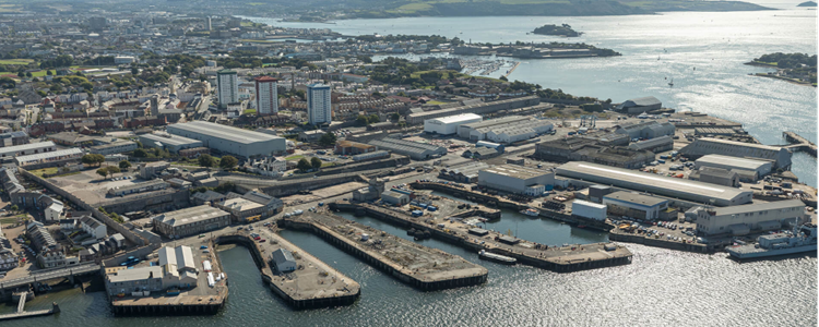 Aerial view of Plymouth South Yard, showing docks and facilities at Plymouth and South Devon Freeport. Photo: Oceansgate, for Plymouth City Council.