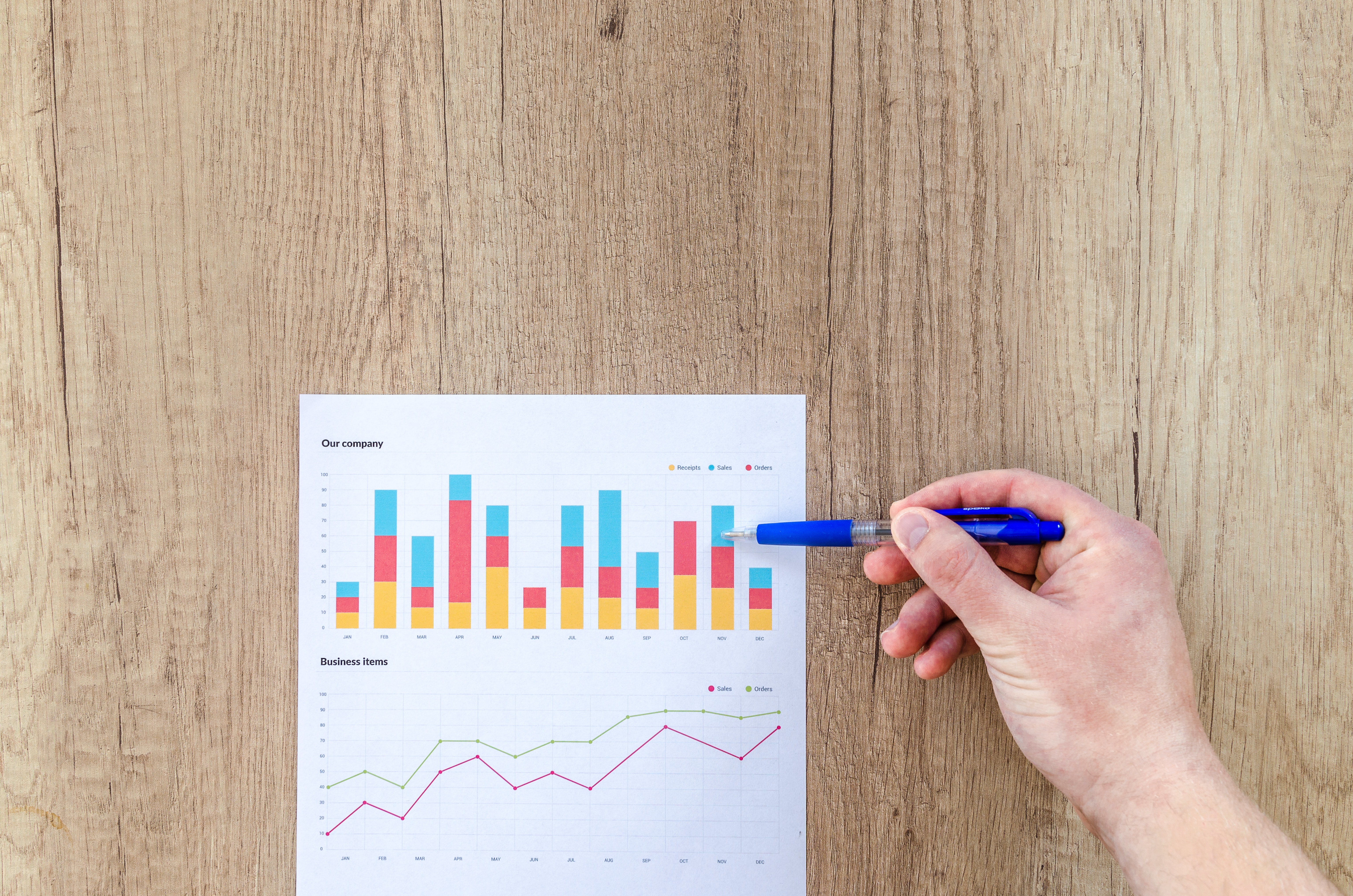 Person looking at charts