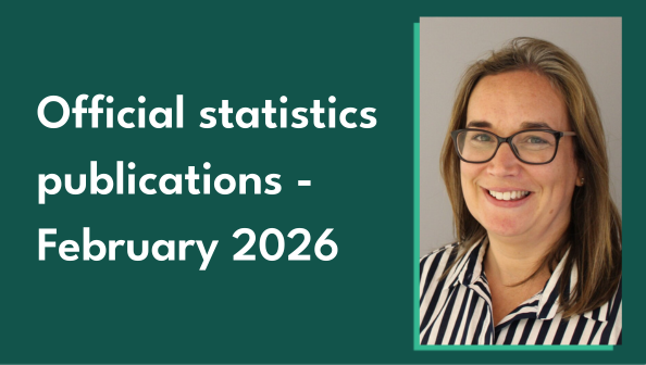 Photo of Gambling Commission Head of Statistics Helen Bryce alongside the blog title - "Official statistics publications - February 2026"
