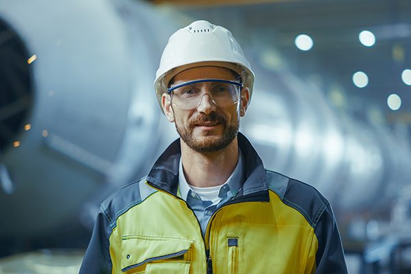 Portrait Of Smiling Professional Heavy Industry Engineer / Worke