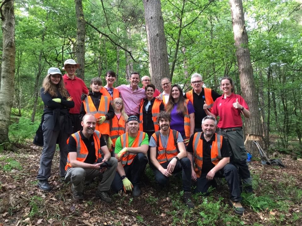 A group of people in a forest