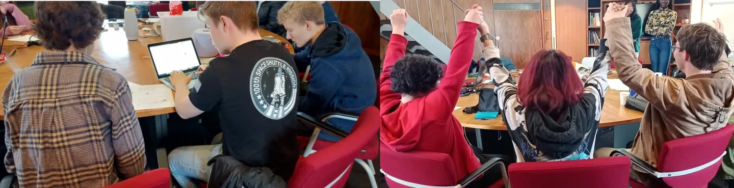 Young people working at a table