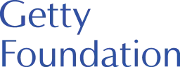 Logo of the Getty Foundation. The words 'Getty Foundation' are laid out in blue font, left aligned with one word on each line