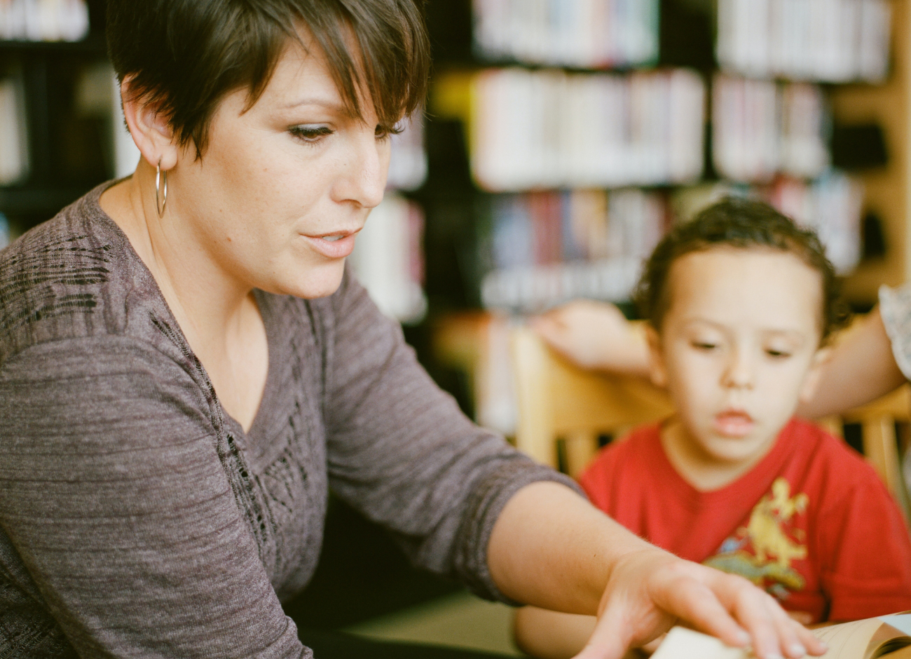 Female teaching nursery students