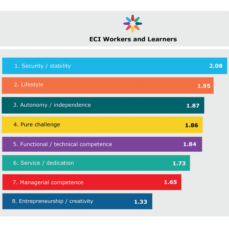 Results For The Career Anchors