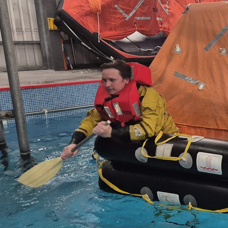Learners On Wind Turbine Technician Cross Skill Pilot Completing GWO BST Training. Declan Porter Pictured Left