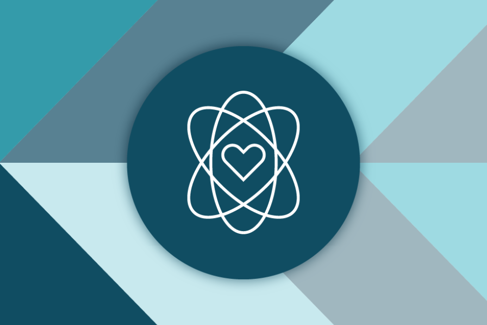 Heart surrounded by atom rings