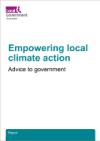 Empowering local climate action: Advice to government in bold teal text on a white sheet with the purple LGA logo in the top left