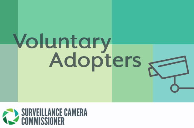 A graphic of a CCTV camera with the words voluntary adopters