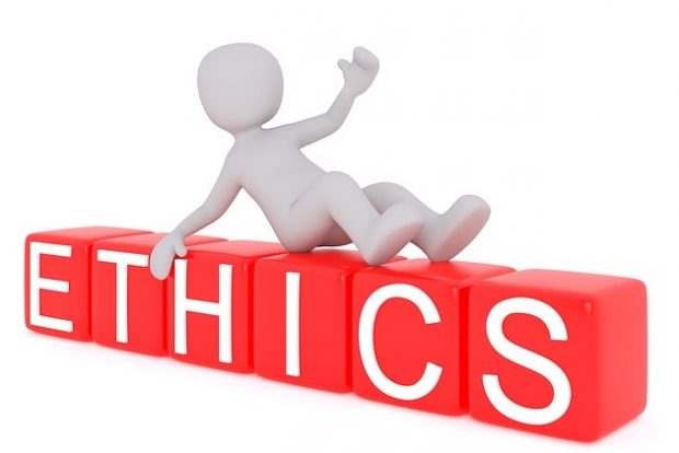 Graphic with the word 'ethics' on it