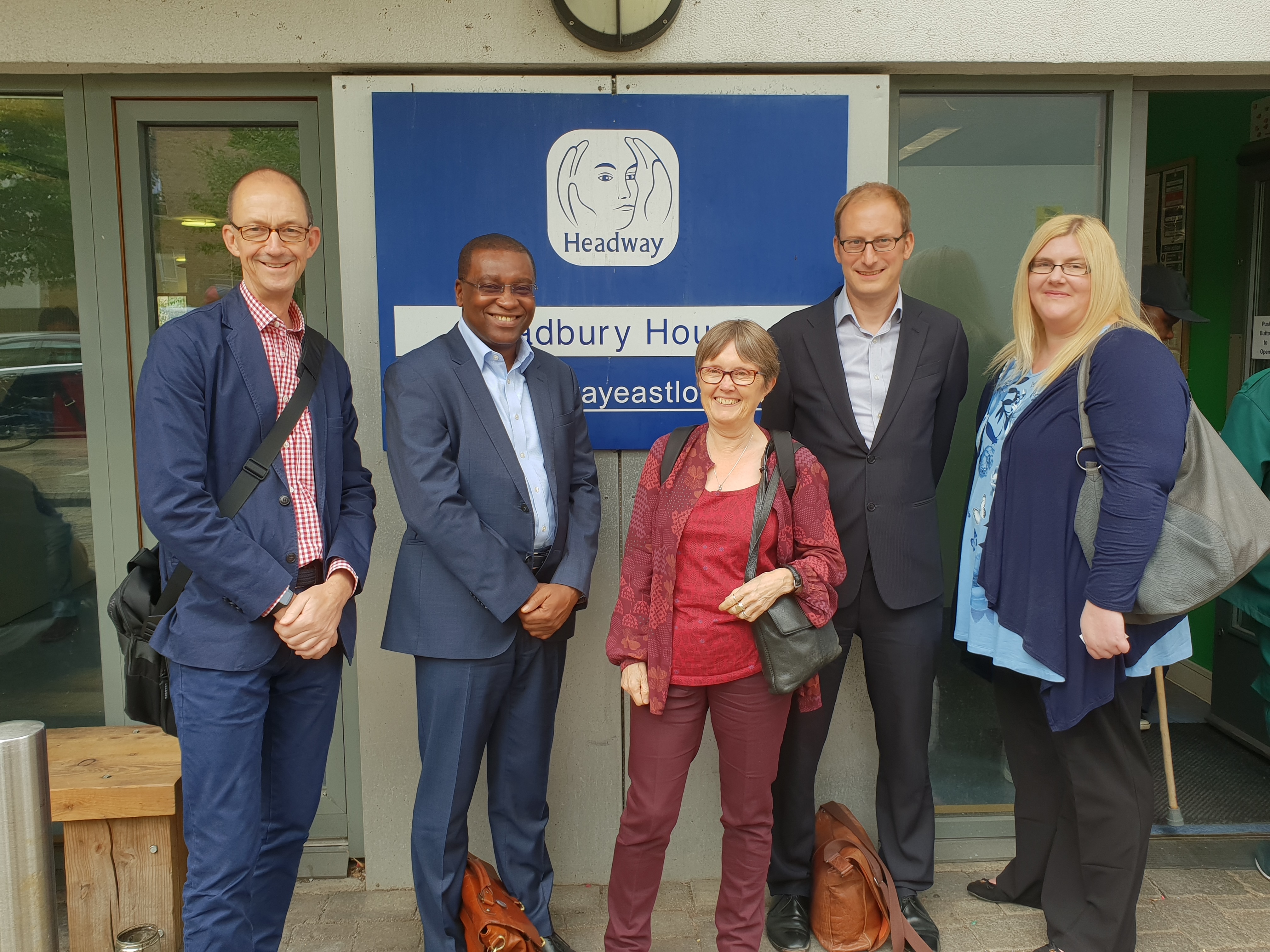 Committee members on a visit (Phil Jones, Seyi Obakin, Liz Sayce, Carl Emmerson, Victoria Todd)