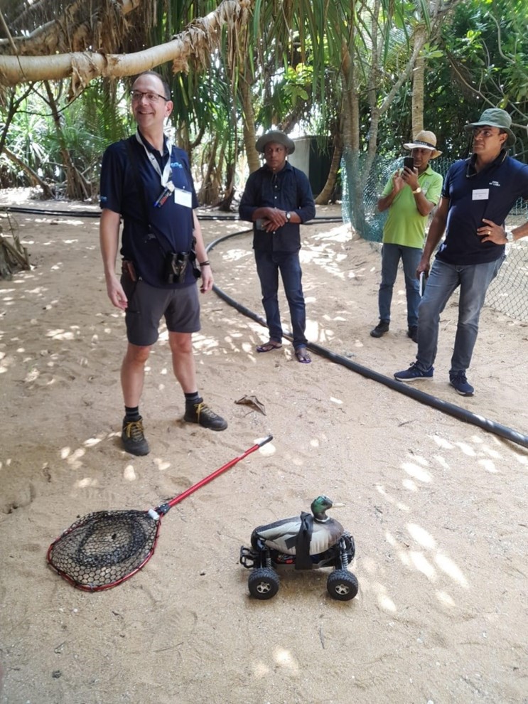 Training attendees with robo duck