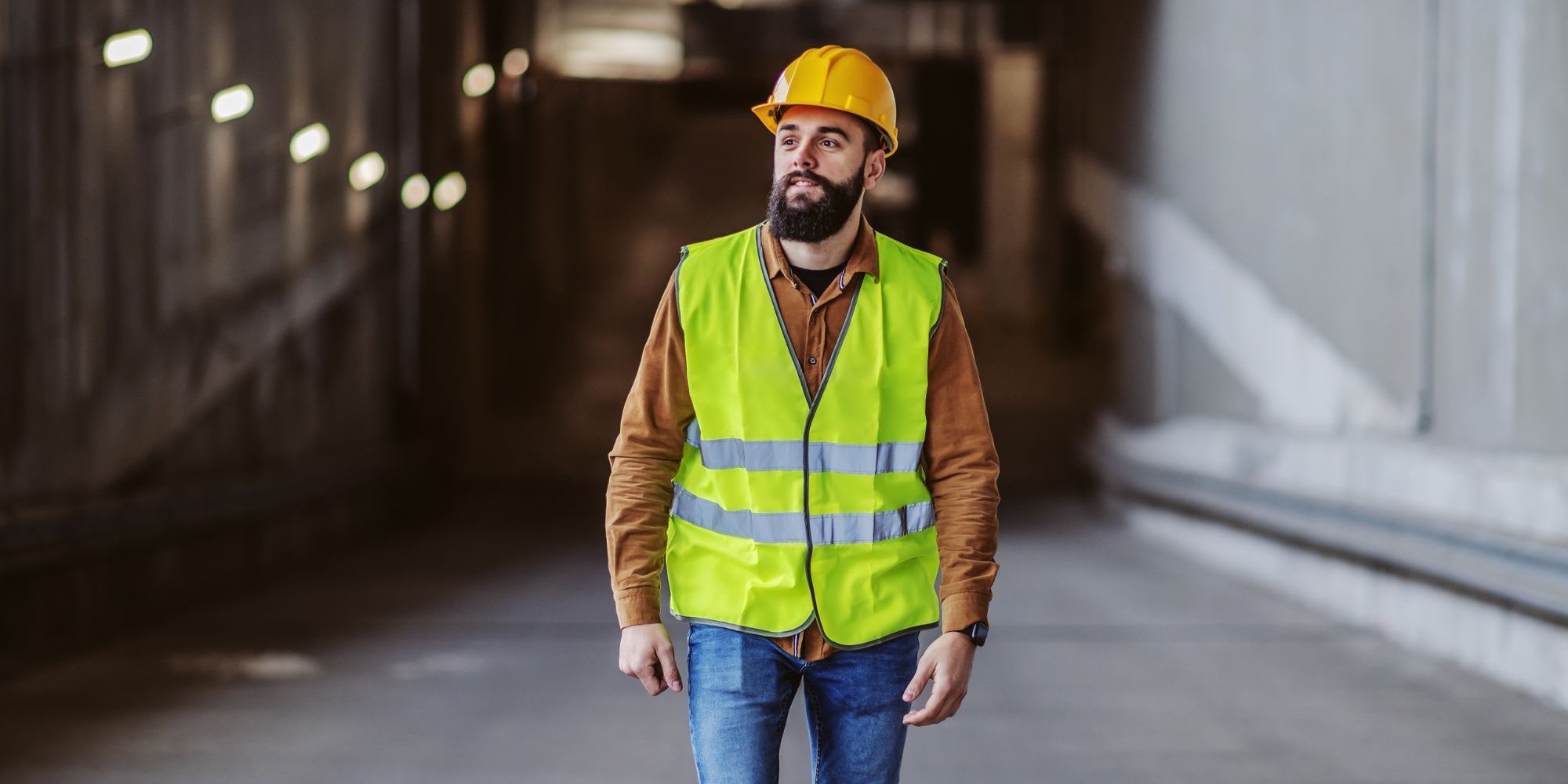 Career changer in hi vis vest and hard hat