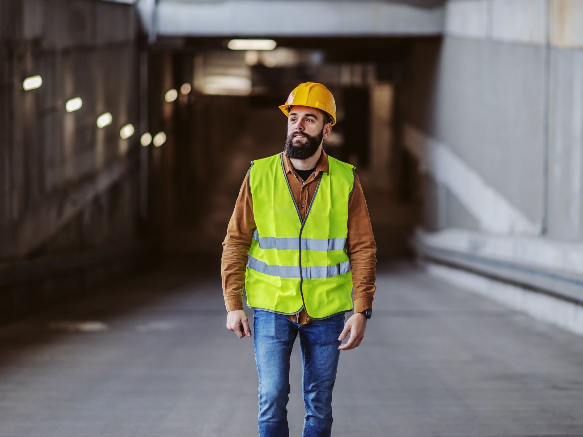 Career changer in hi vis vest and hard hat