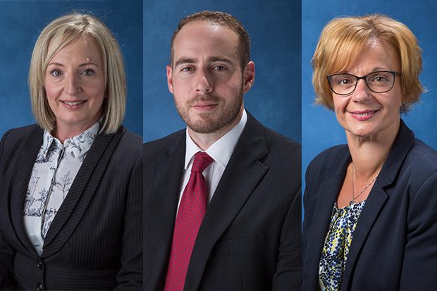 From left to right, photographs of Bettina Marshall, Sean Williams, Helen Raine