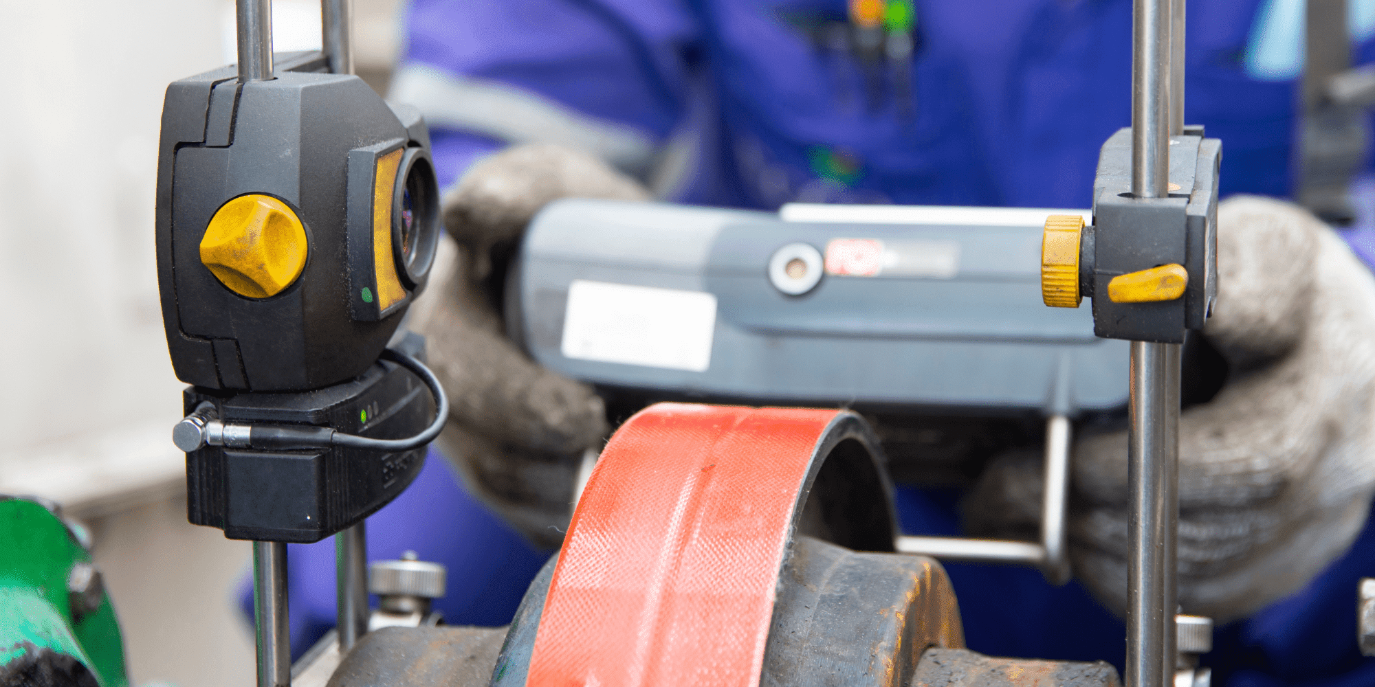 Mechanical Technician Aligning Shaft With Laser Shaft Alignment Tool. Find out more about ECITB mechanical fitter courses