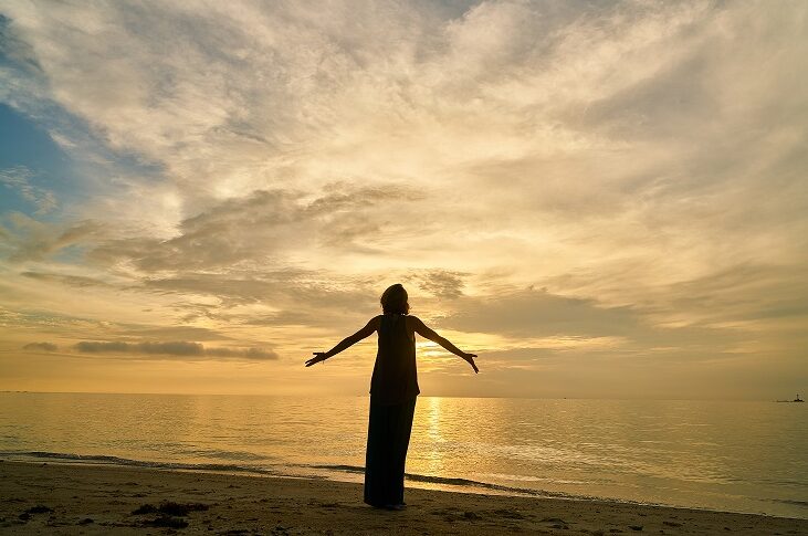 yoga woman on beach