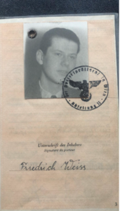 Passport photo of Friedrich (Fred) Weiss
