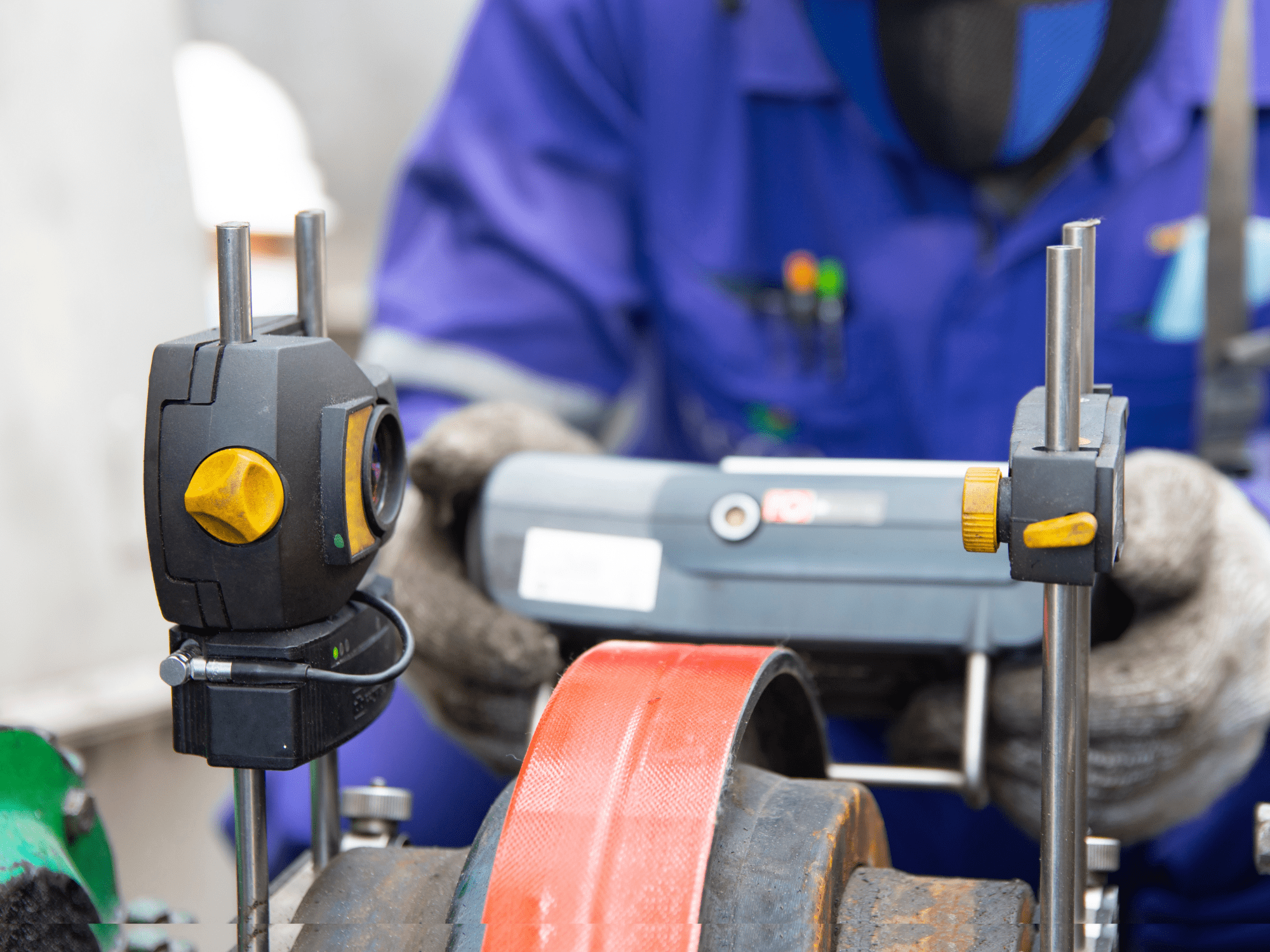 Mechanical Technician Aligning Shaft With Laser Shaft Alignment Tool. Find out more about ECITB mechanical fitter courses
