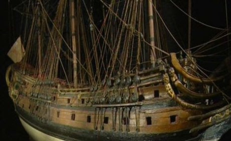 CGI reconstruction of the London, showing her gun decks and masts