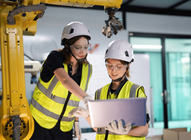 Young person undertaking work experience in engineering construction