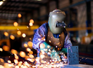 Welder wearing PPE