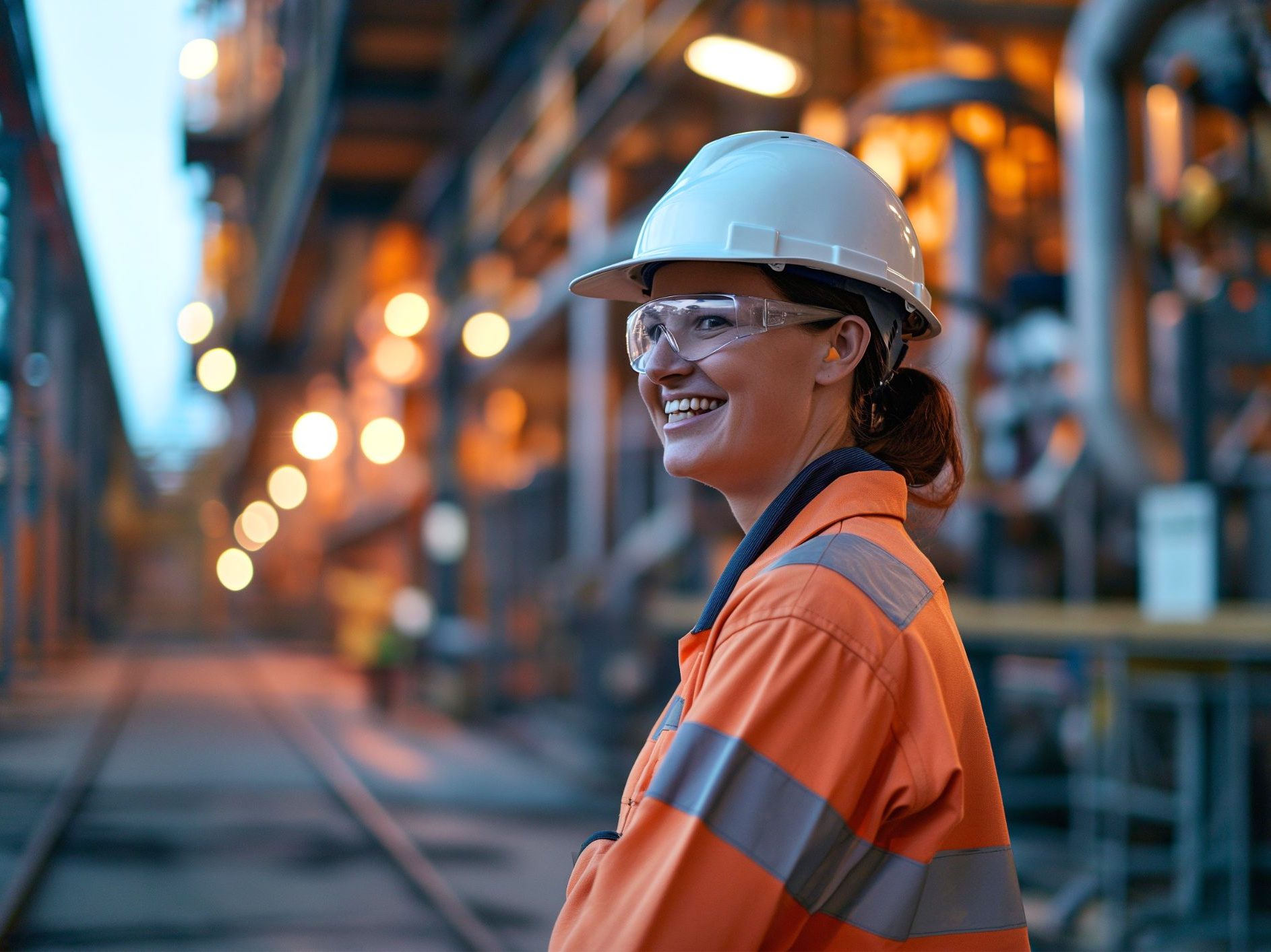 Young woman new entrant on site in PPE
