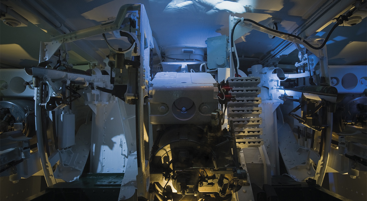 Inside the gun turret onboard HMS Belfast