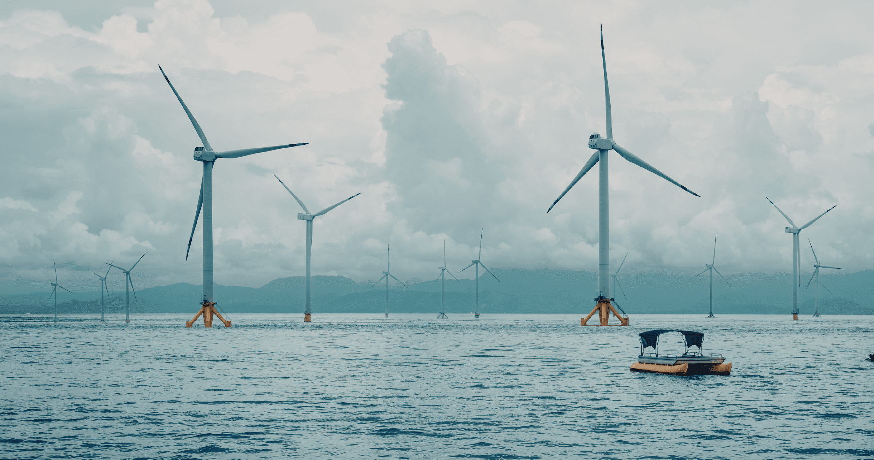 offshore Wind turbines at sea
