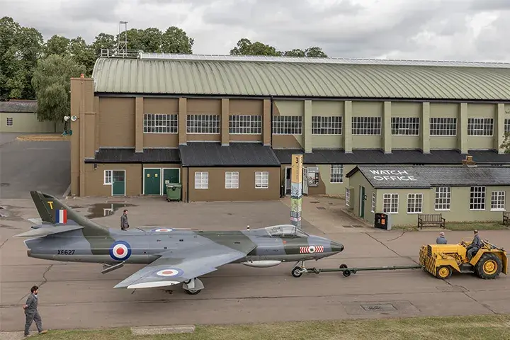 Hawker Hunter being towed at IWM Duxford
