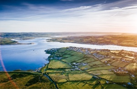 Aerial image of coastal farmland