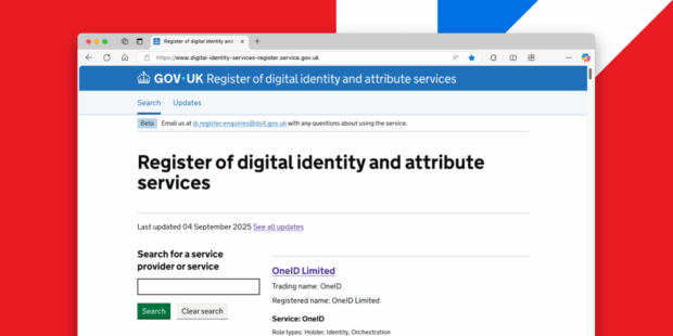 A web browser window showing the GOV.UK register.