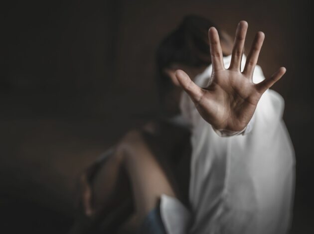 Pictured is a victim of domestic violence