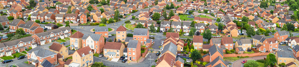 A countryside town photographed from above