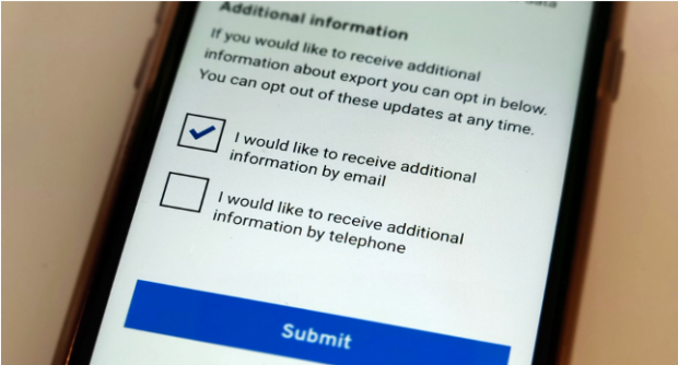 Image of the new simple consent options on a contact form