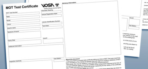 VOSA MOT test certificate