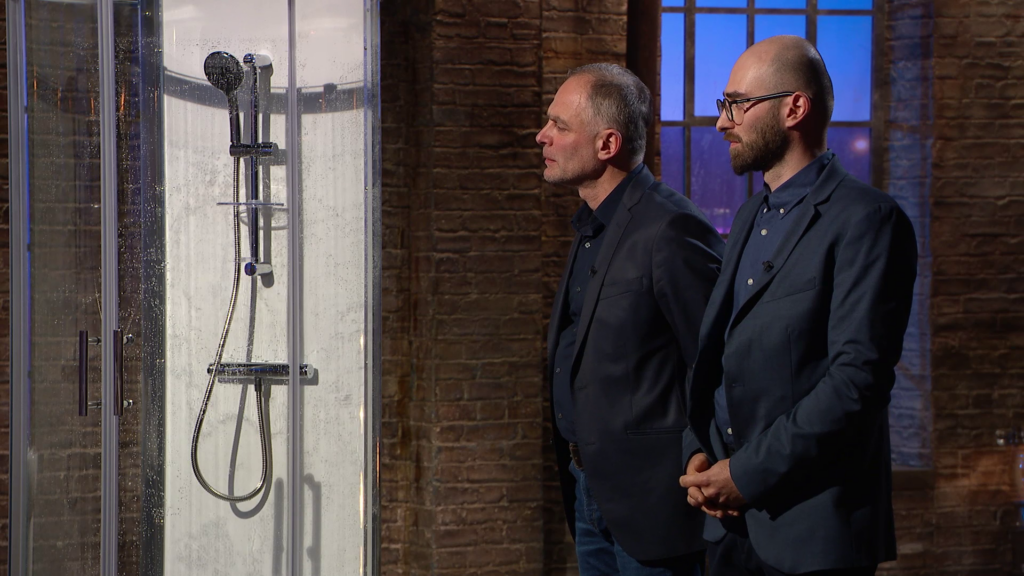 Father and Son duo, Nodar and Nik Babuadze with their automatic shower clea