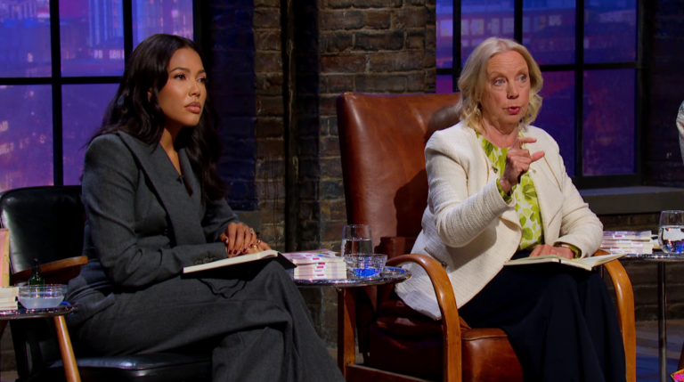 Emma Grede as guest Dragon with Deborah Meaden