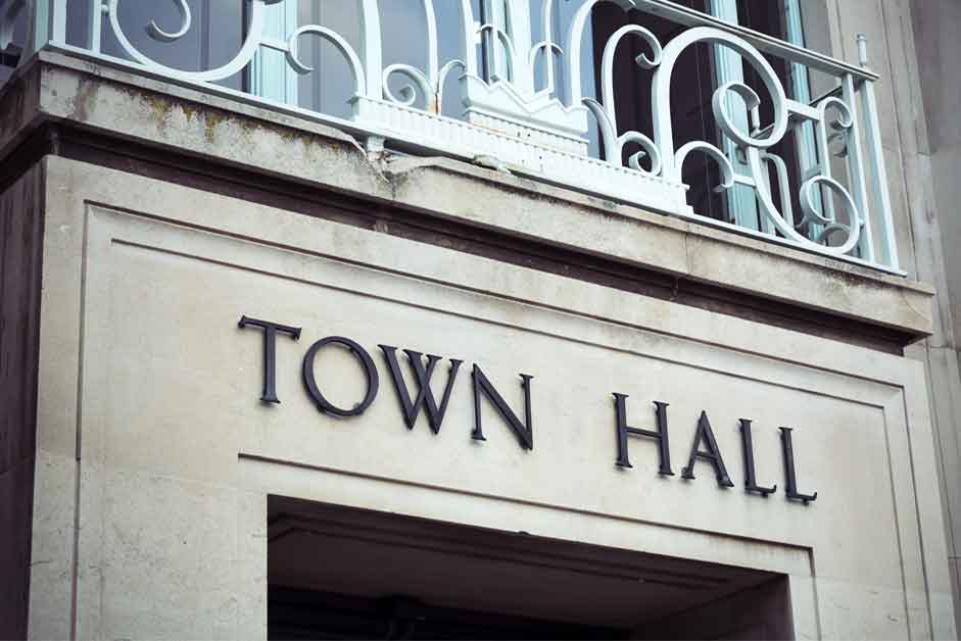 Town hall sign