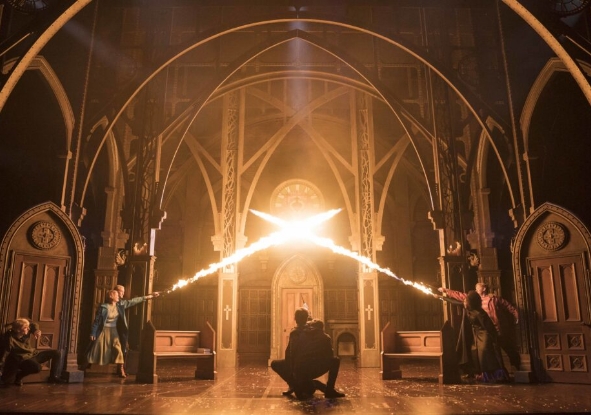 Harry Potter & The Cursed Child Still Of Flame FX Coming From Wands