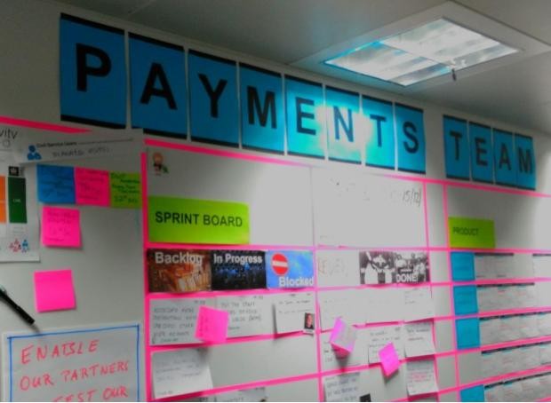 Payments team agile wall