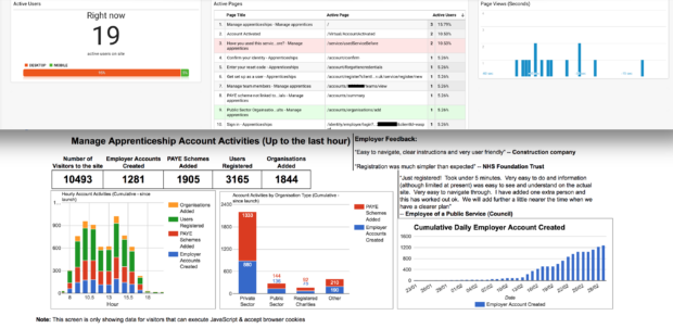 Live feed of statistical analysis for the apprenticeship service
