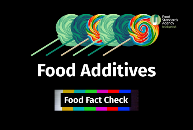 Decorative image. Food Standard's Agency logo followed by the words 'Food Additives' and 'Food Fact Check'
